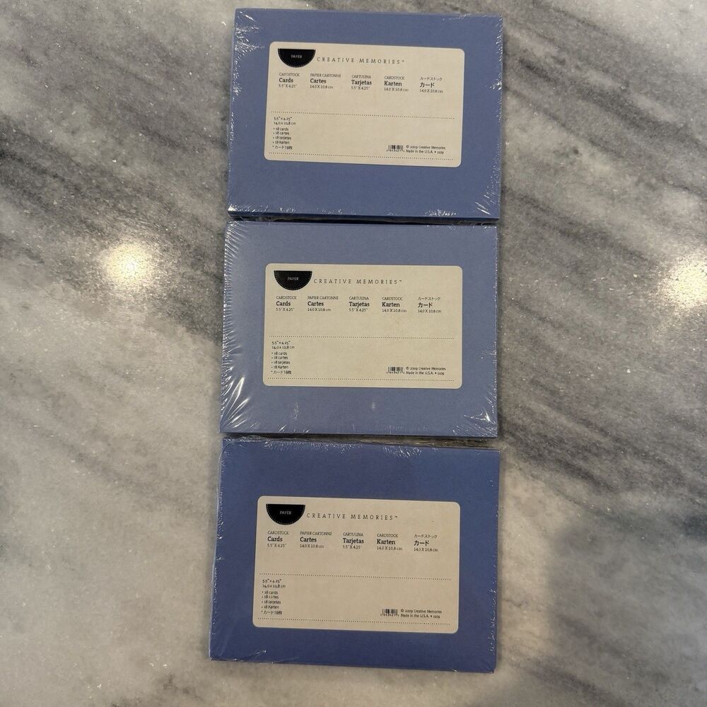 Creative Memories 3pks Cardstock Cards 5.5 x 4.25” (54 Total) NEW SEALED